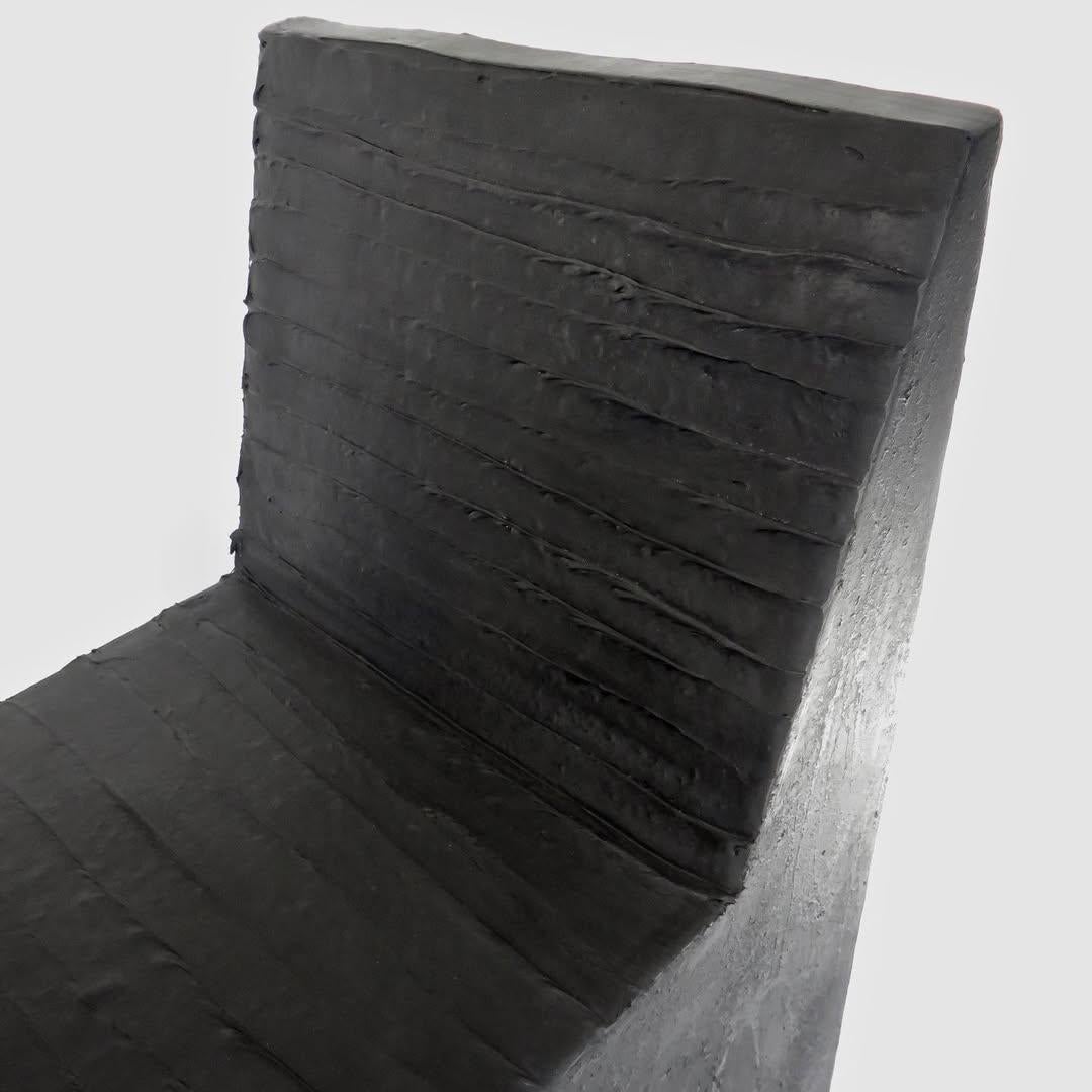 Contemporary U-shaped Form Rubber Seat and Burned Steel Small Stool by Arno Declercq For Sale