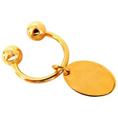 U-Shaped Horseshoe Screw Ball Key Chain and Tag 14 Karat Gold