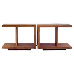 U-Shaped Walnut Side Tables- a Pair