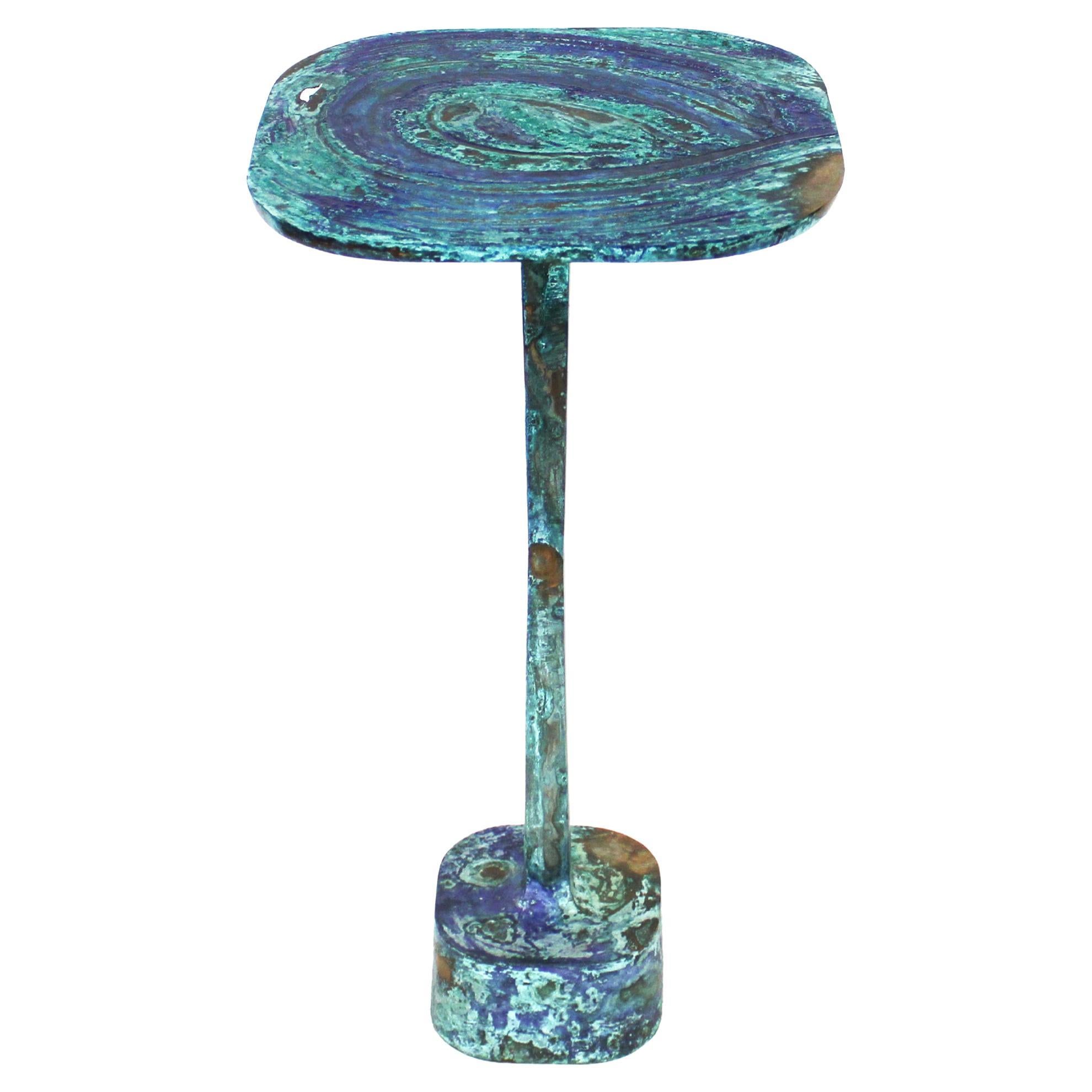 Table U/32 Table de nuit en bronze coulé de finition bleue par Studio Sunt en vente