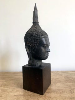 U Thong Bronze Buddha Head Southeast Asia
