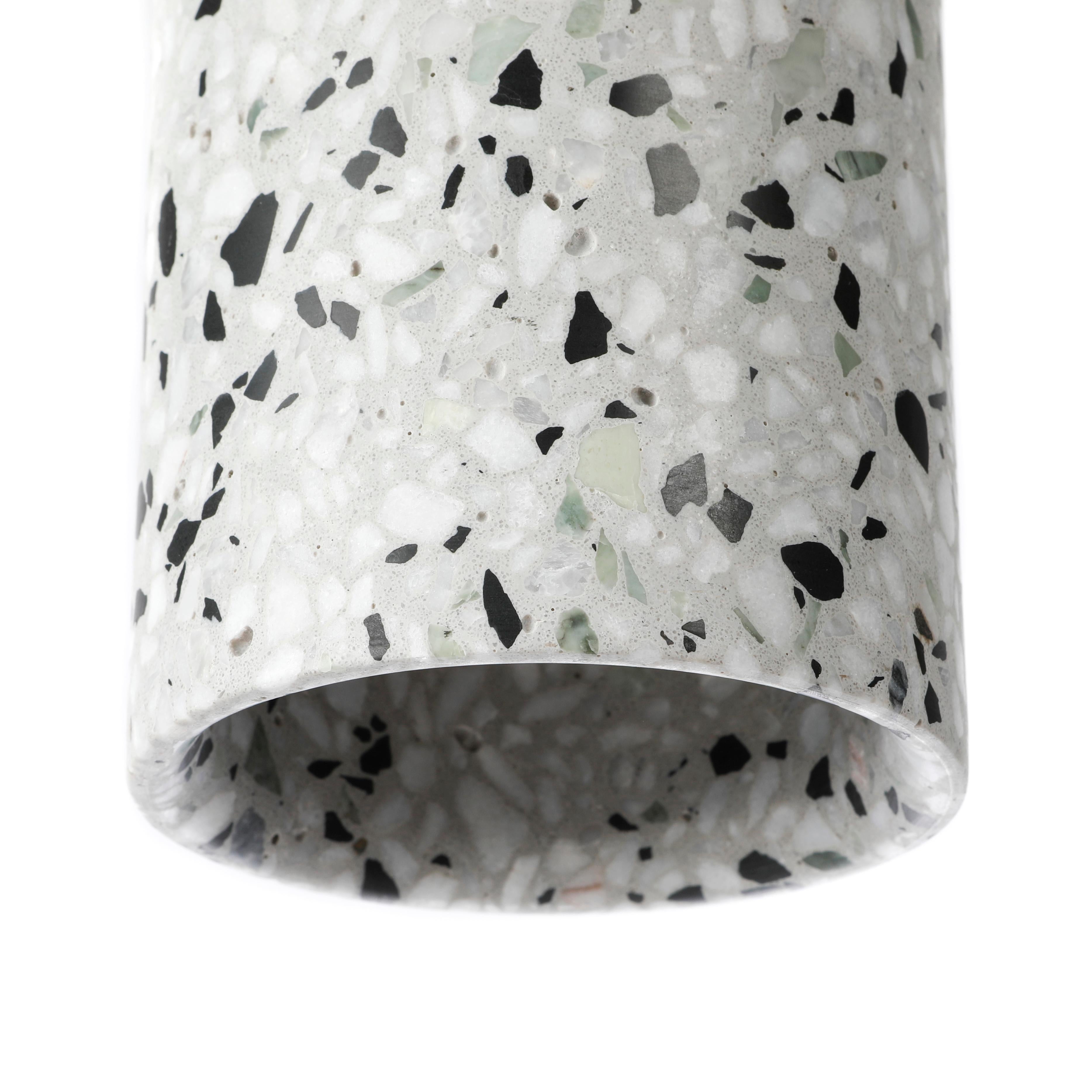 Industrial 'U' White Terrazzo Pendant Lamp by Bentu Design For Sale