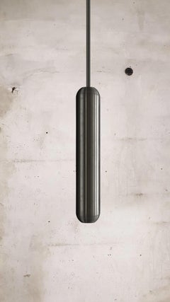 Lampada a sospensione scultorea U2 in ottone nero di Jan Garncarek