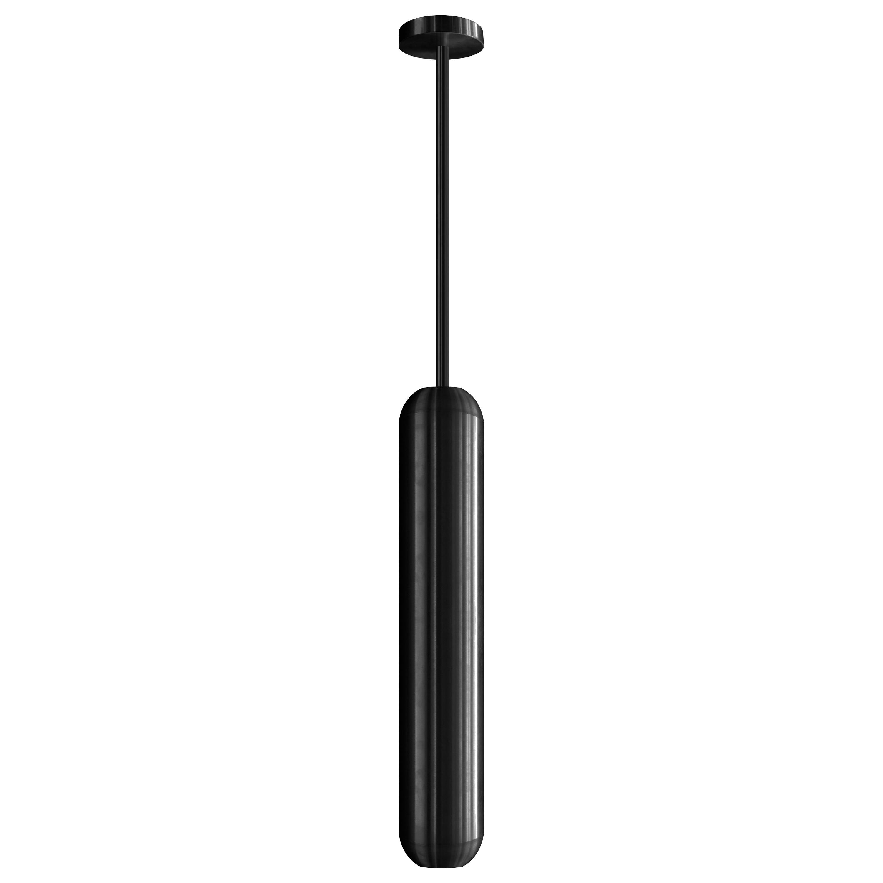 U2 Sculptural Black Brass Suspension Pendant Lamp by Jan Garncarek