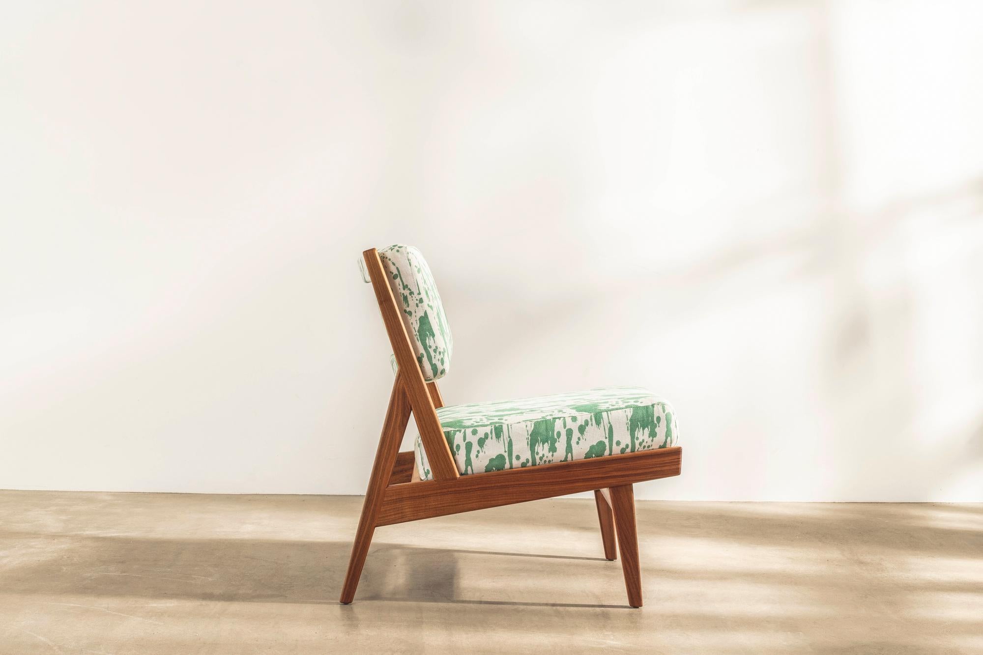 Modern Jens Risom U431 Armless Chair in American Walnut