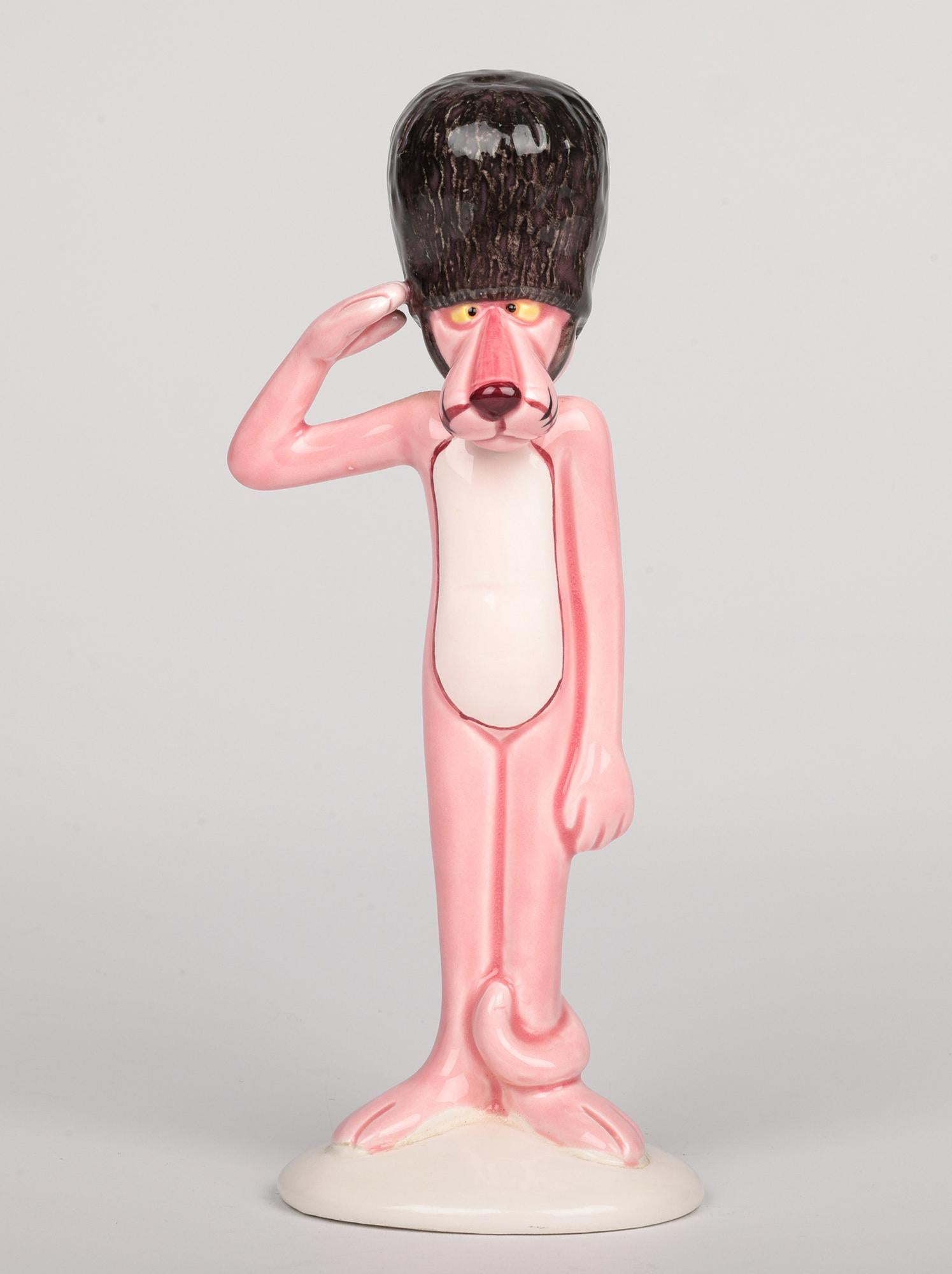 A delightful group of two vintage UAC Geoffrey Pink Panther Policeman and Soldier figures produced under license in Japan and dating from around 1981. The figures are licensed by the United Artists Corporation who produced and created the iconic