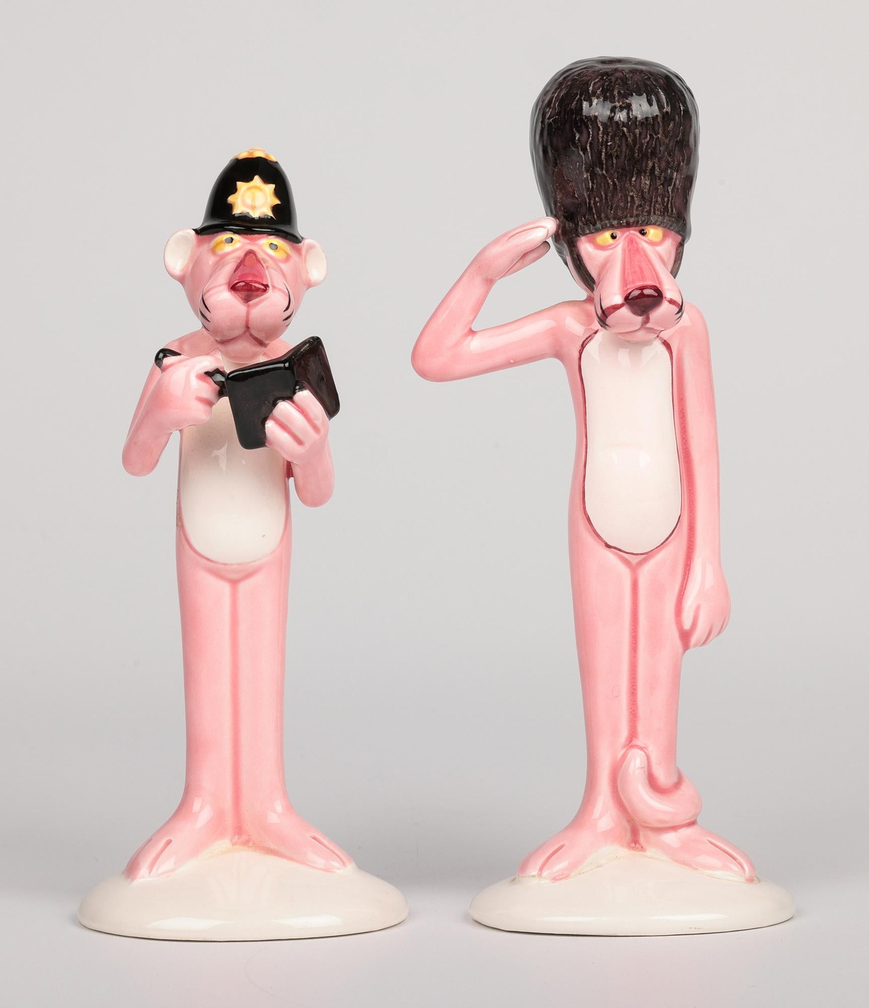 Glazed UAC Geoffrey Vintage Pink Panther Soldier and Policeman Figures For Sale