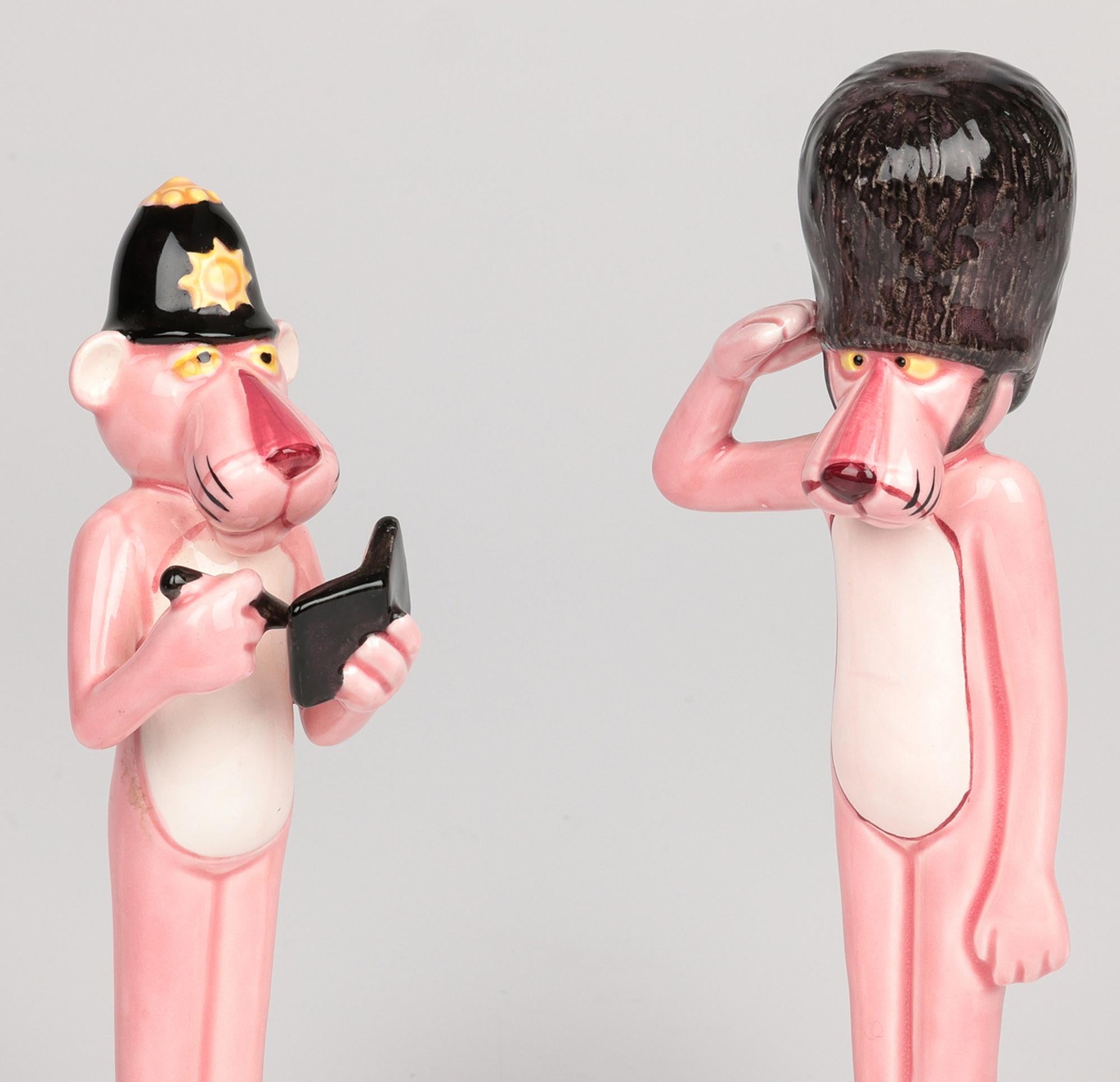 Porcelain UAC Geoffrey Vintage Pink Panther Soldier and Policeman Figures For Sale