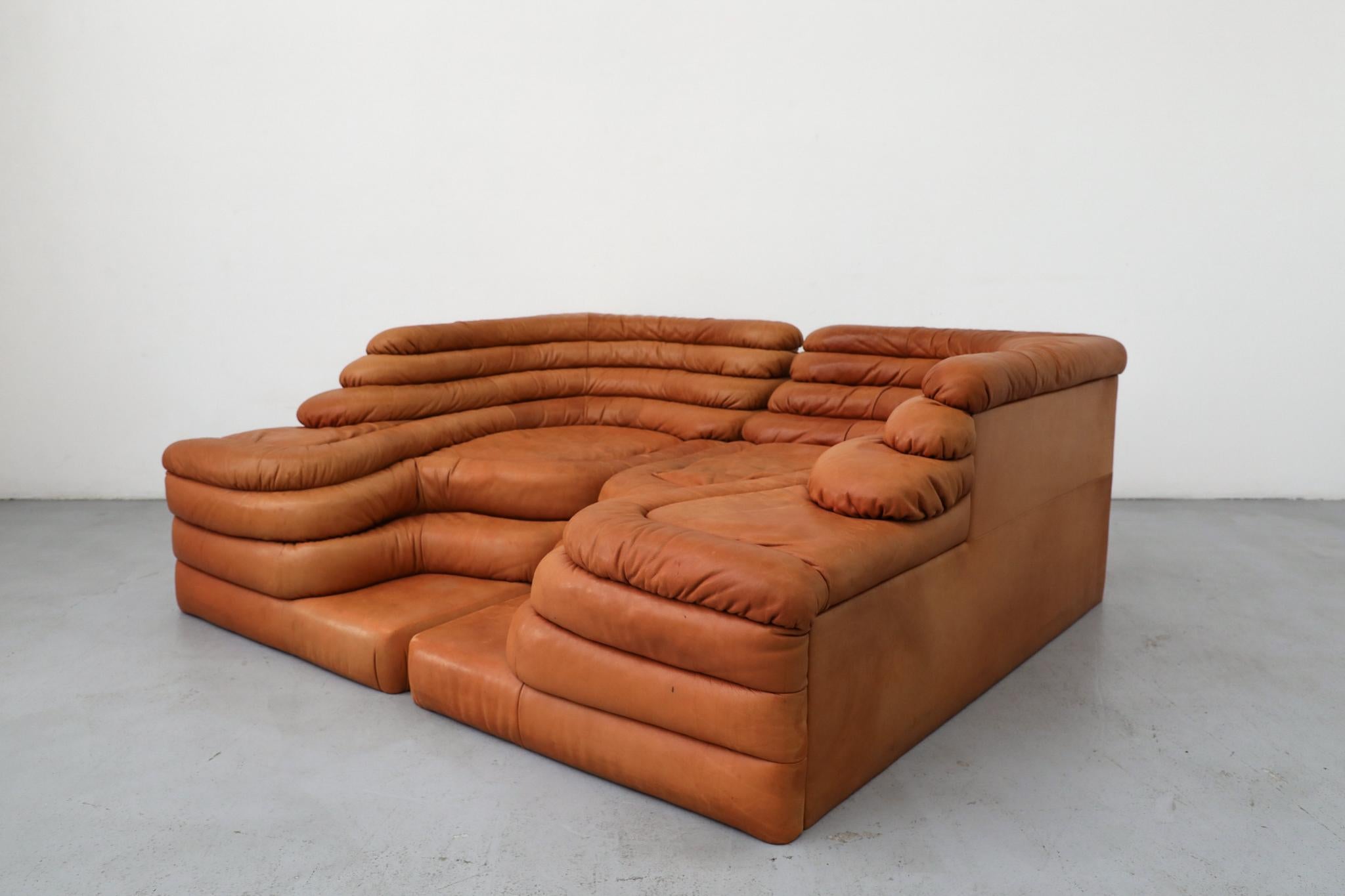 Ubald Klug De Sede DS-1025 Divano modulare 'Terrazza', Set di 2, Pelle di Siena in vendita 1