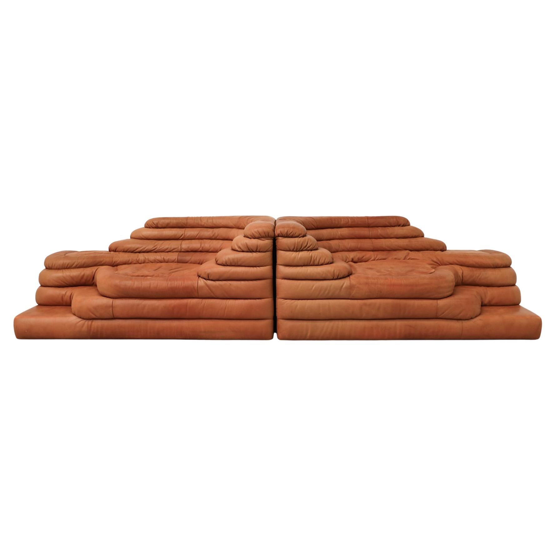 Ubald Klug De Sede DS-1025 'Terrazza' Modular Sofa, Set of 2, Sienna Leather