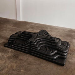 Ubald Klug DS-1025 "Terrazza" Sofa für De Sede, Schwarzes Leder, 1974, 4er-Set