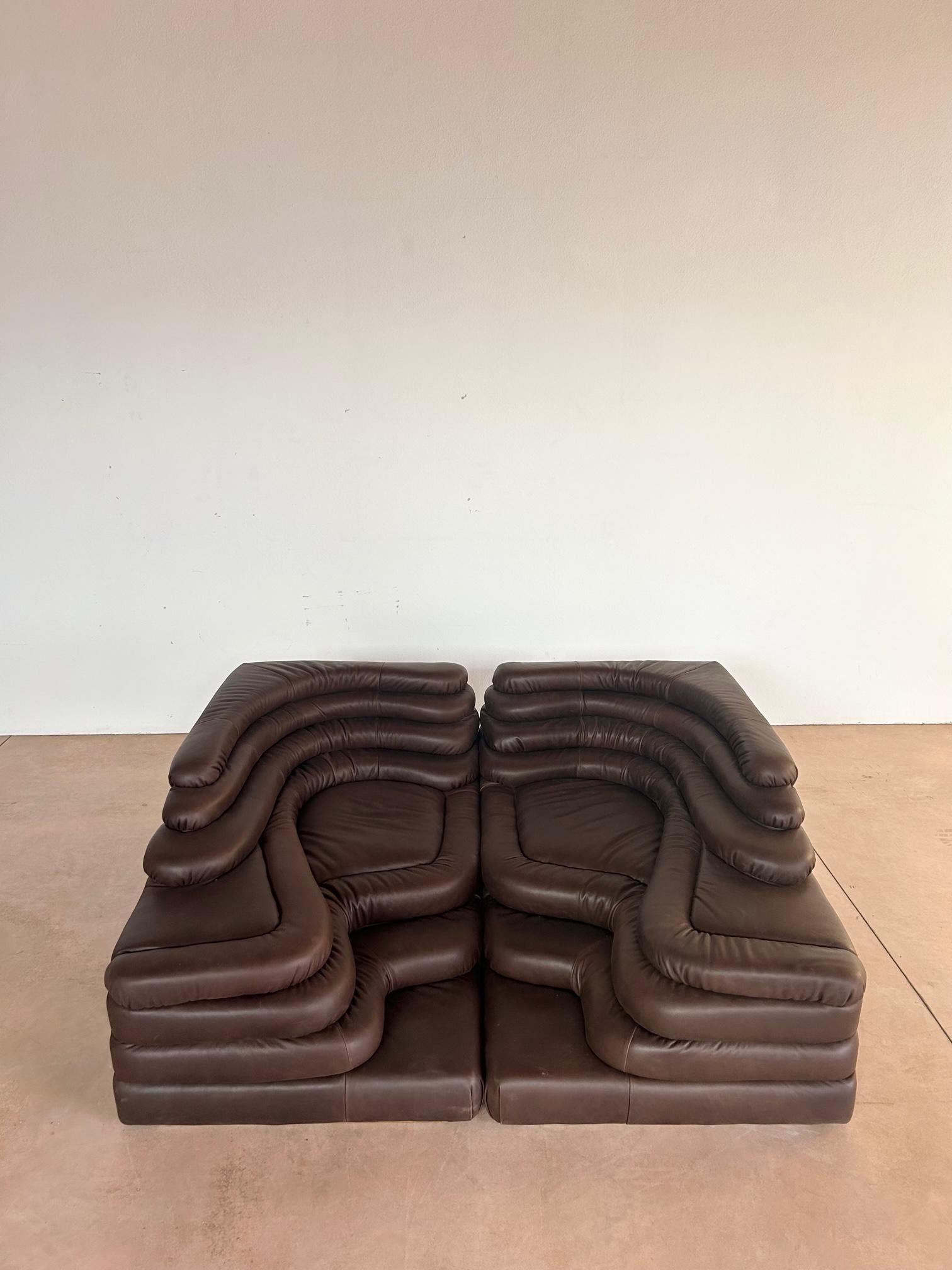 Ubald Klug for De Sede Pair of 'Terrazza' Landscapes in Brown Leather For Sale 6