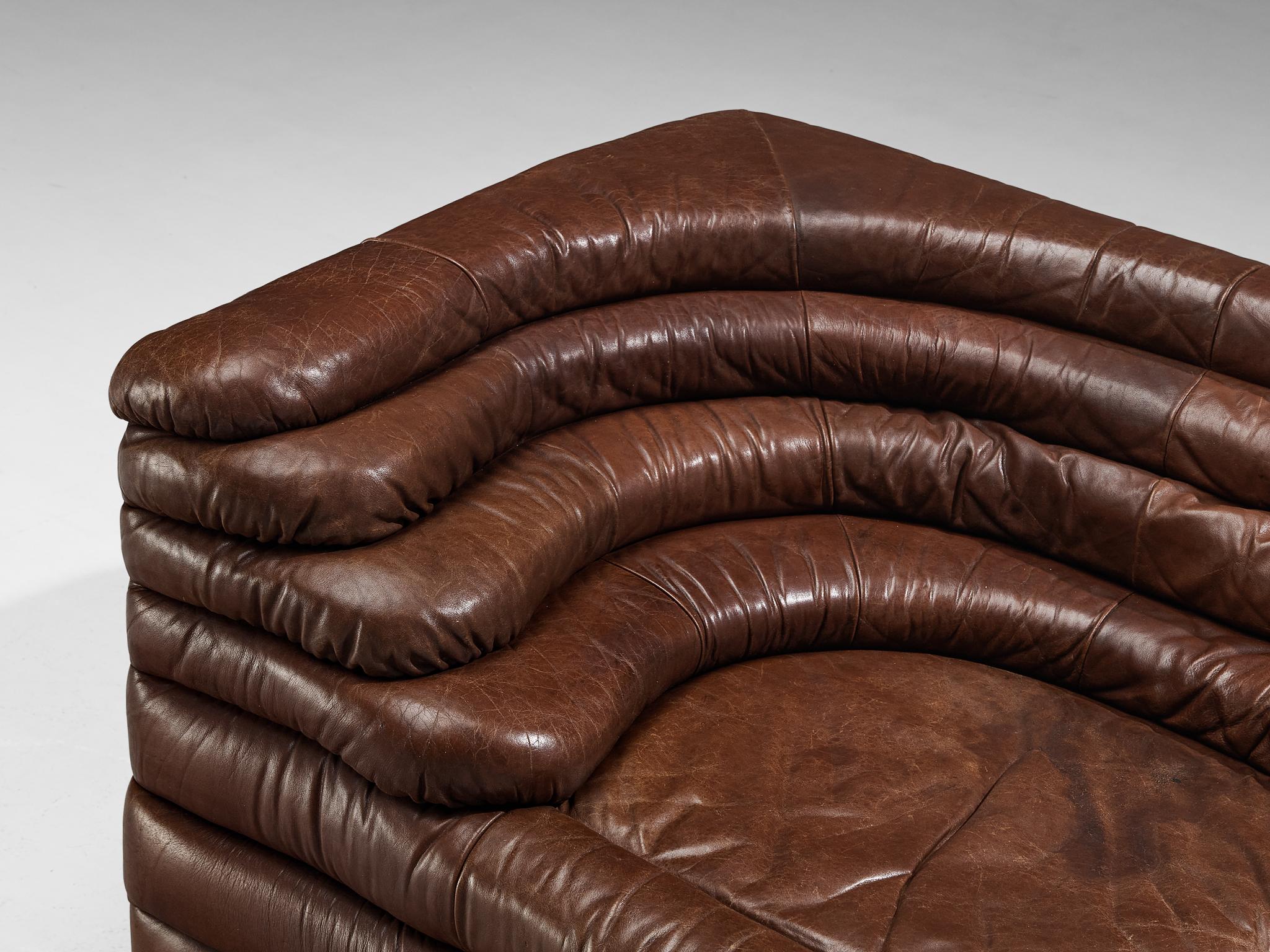 Ubald Klug for De Sede 'Terrazza' Landscape in Dark Brown Leather  For Sale 4