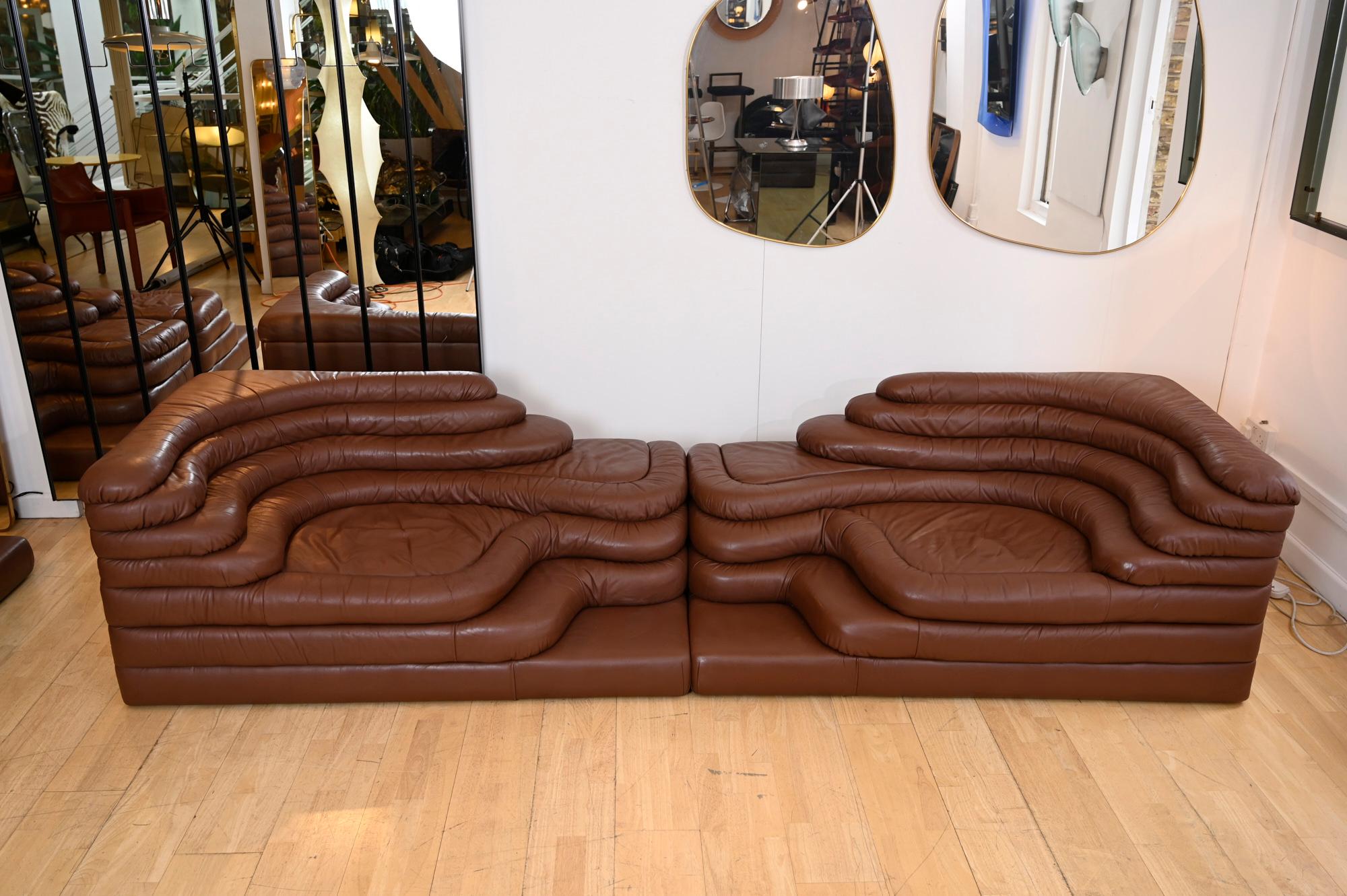 Leather Ubald Klug for De Sede Set of Five 'Terrazza' Landscapes