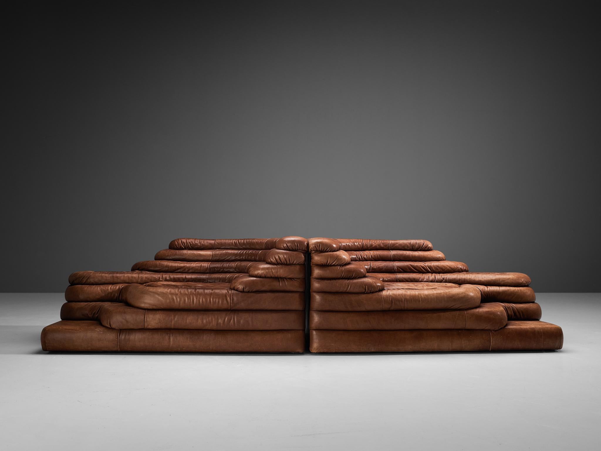 Ubald Klug for De Sede Set of Four 'Terrazza' Landscapes in Cognac Leather 2