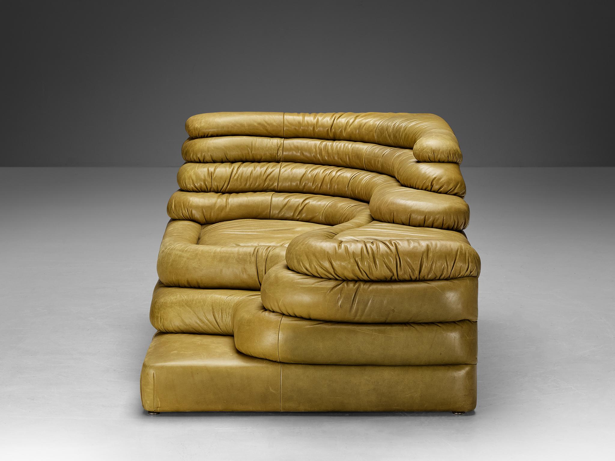 Ubald Klug pour De Sede 'Terrazza' Landscape en cuir vert olive en vente 1