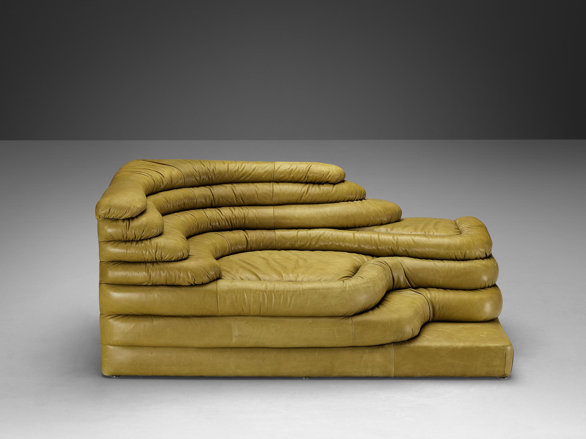 Ubald Klug pour De Sede 'Terrazza' Landscape en cuir vert olive en vente 2