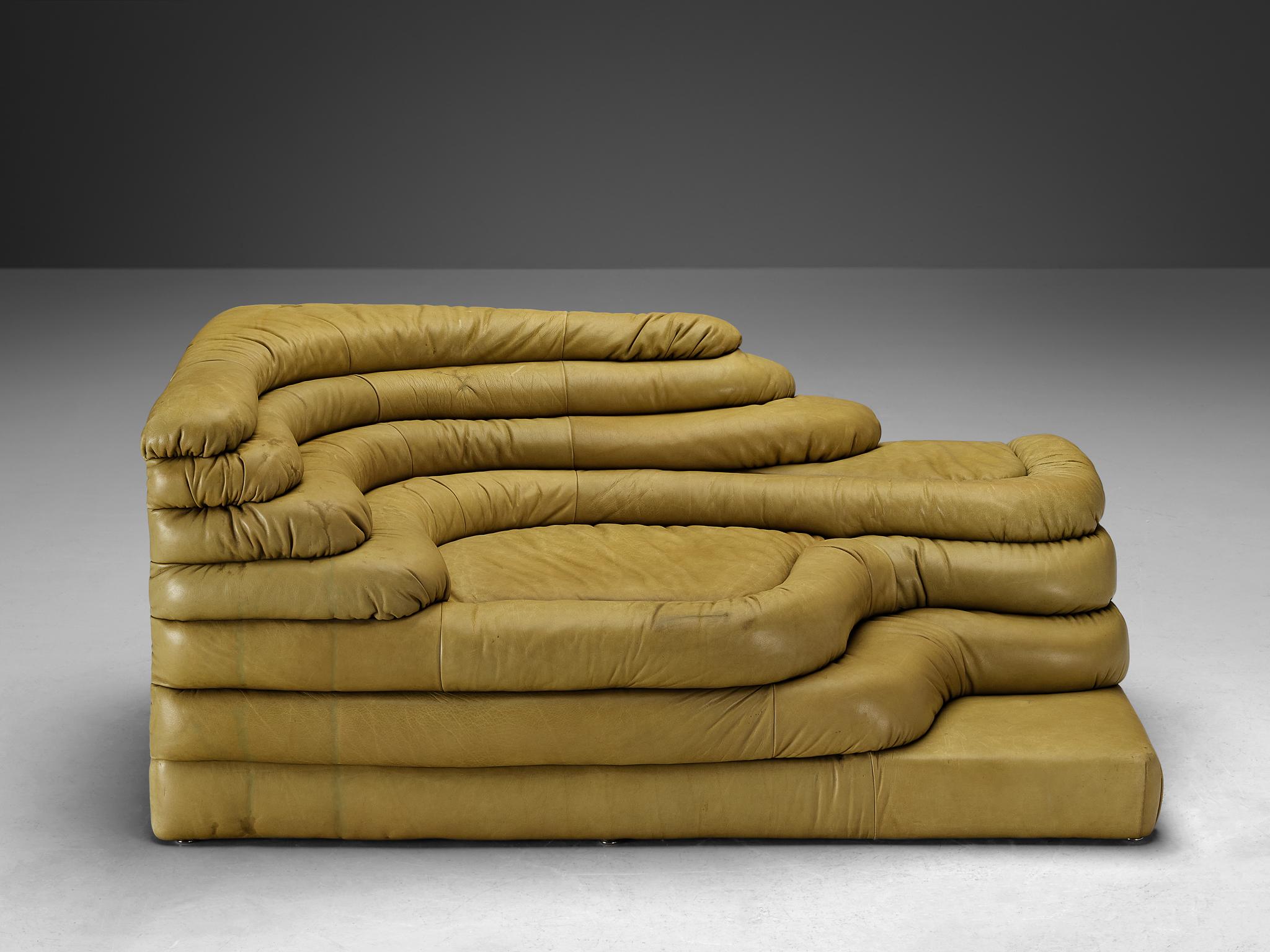 Ubald Klug pour De Sede 'Terrazza' Landscapes en cuir vert olive en vente 3
