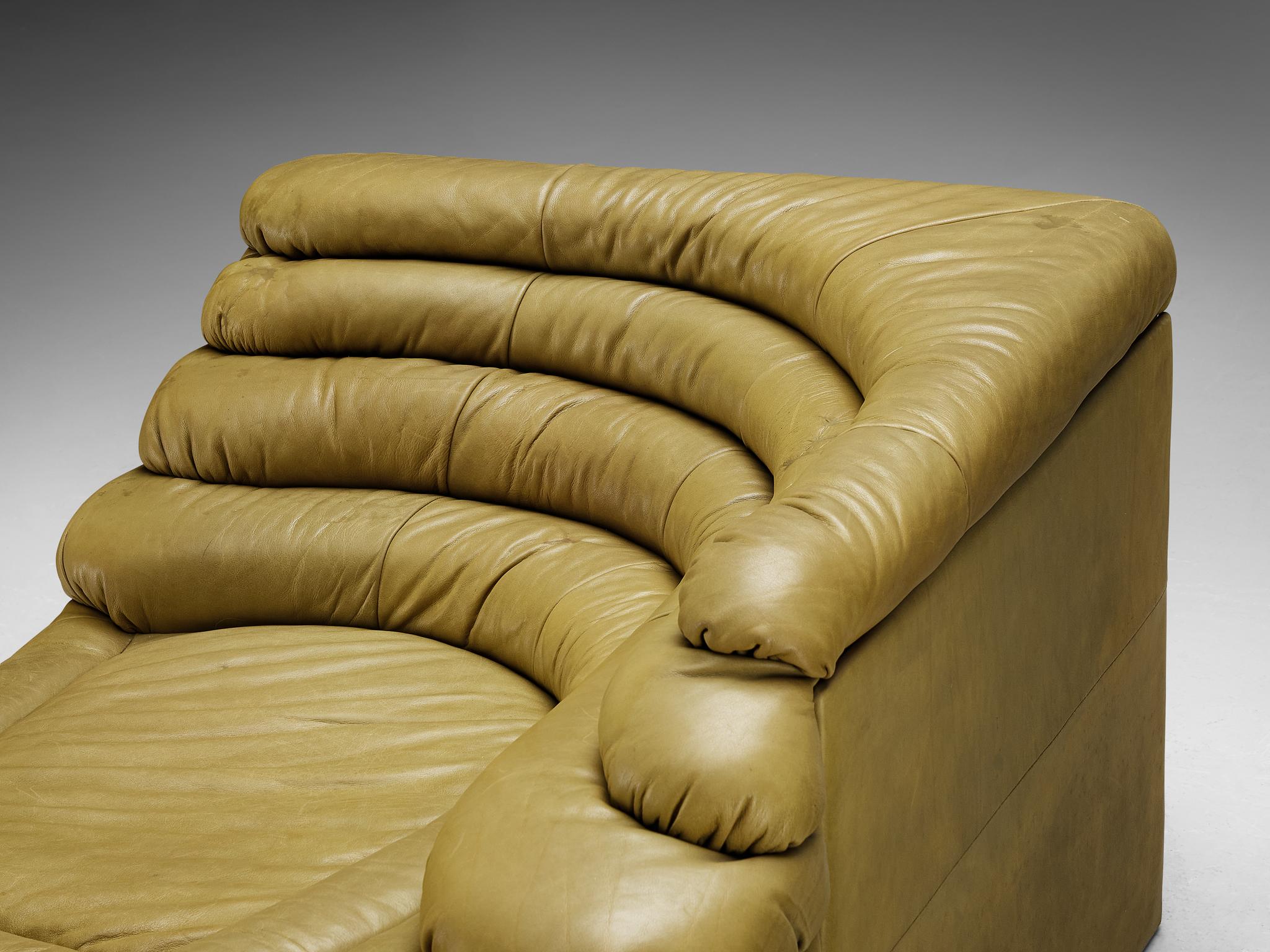 Ubald Klug pour De Sede 'Terrazza' Landscapes en cuir vert olive en vente 4