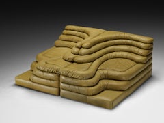 Ubald Klug for De Sede 'Terrazza' Landscapes in Olive Green Leather