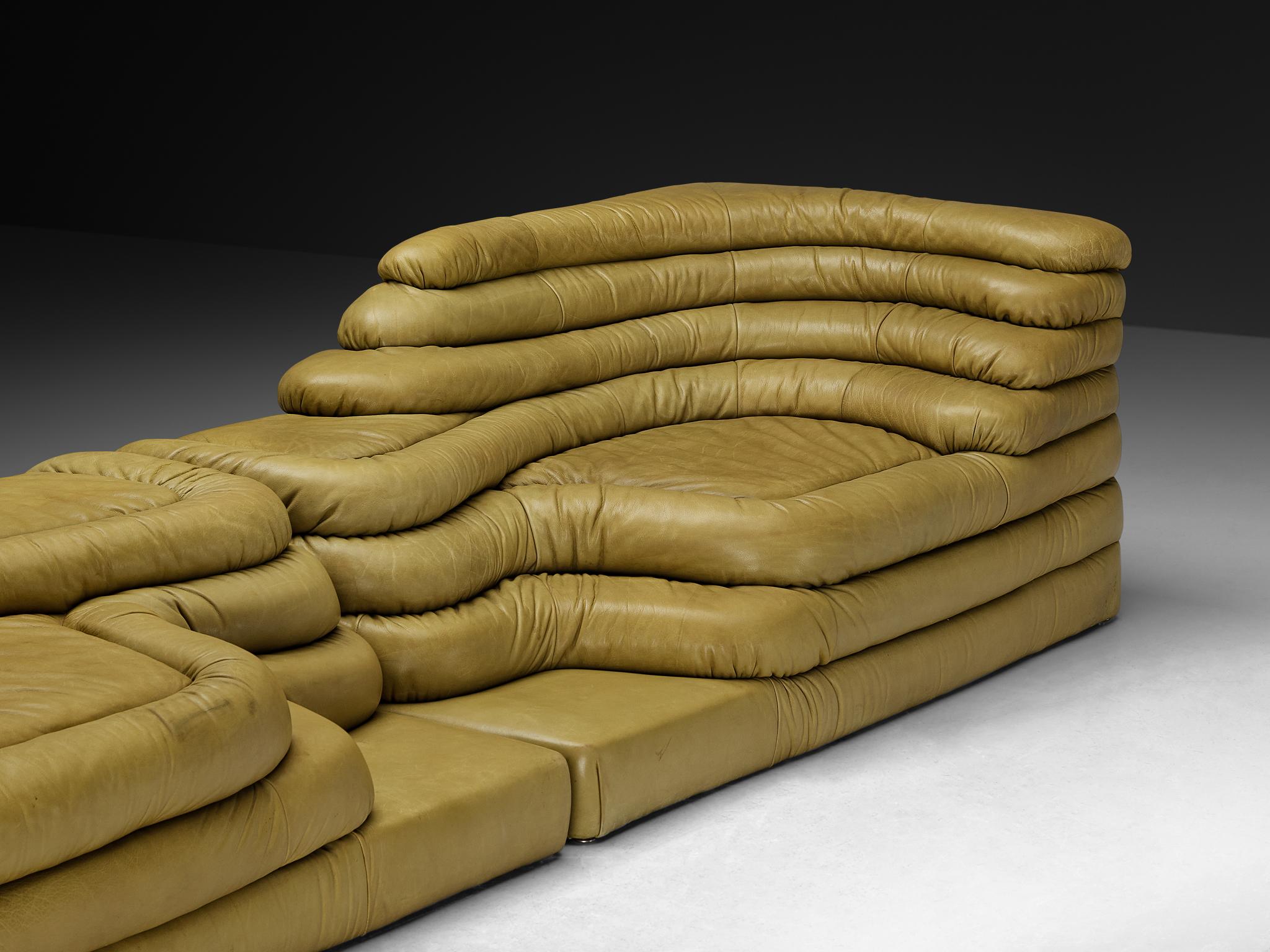 Ubald Klug für De Sede 'Terrazza' Landschaften aus olivgrünem Leder (Moderne der Mitte des Jahrhunderts) im Angebot