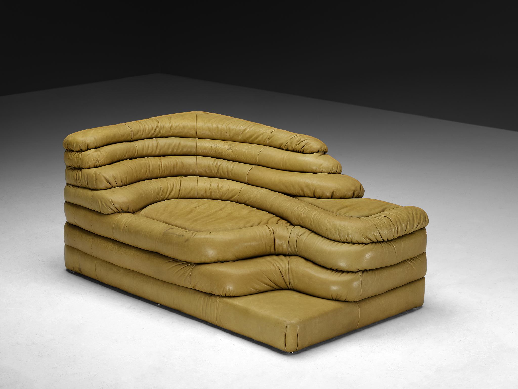 Ubald Klug für De Sede 'Terrazza' Landschaften aus olivgr�ünem Leder (Schweizerisch) im Angebot