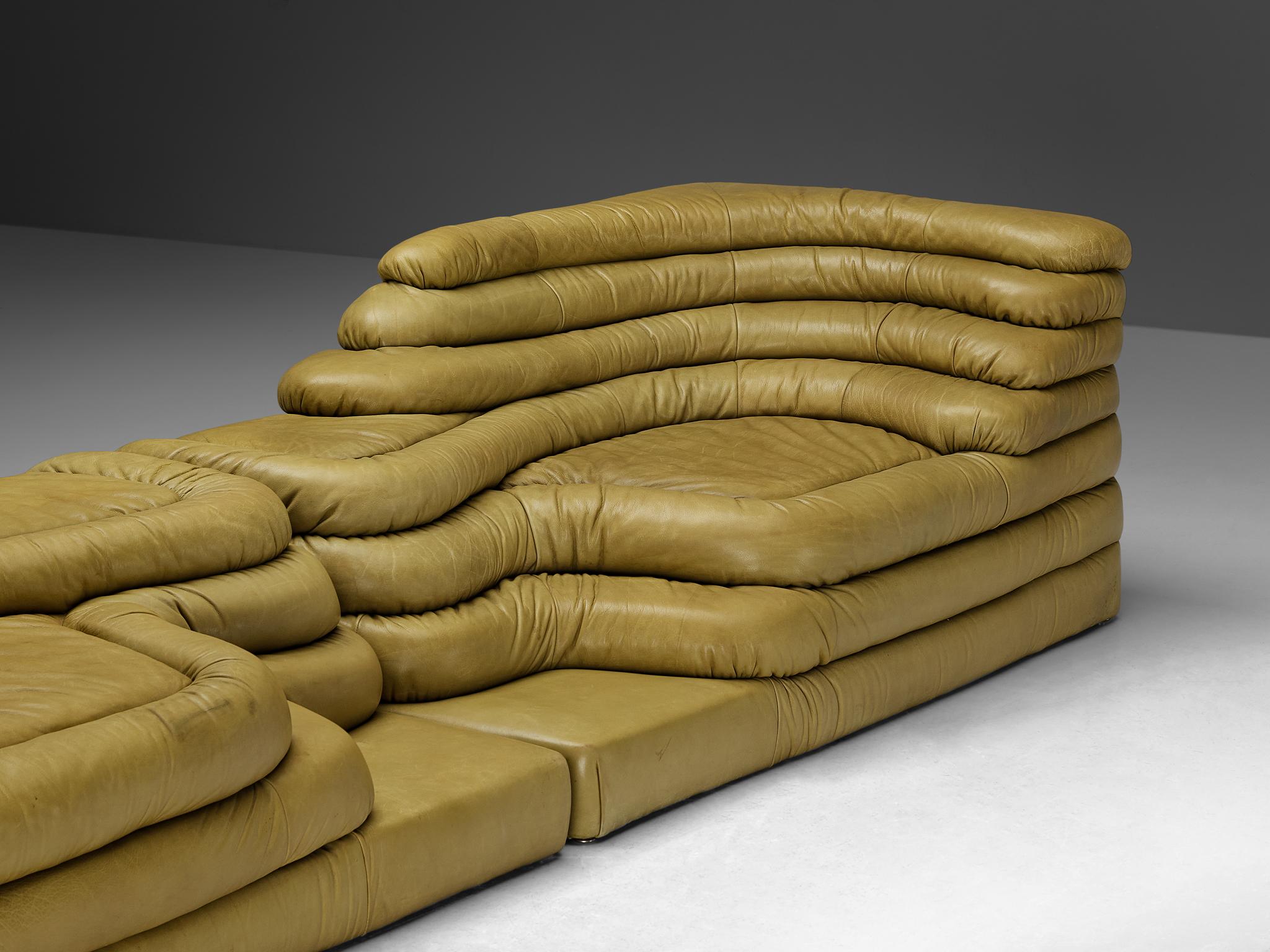 Cuir Ubald Klug pour De Sede 'Terrazza' Landscapes en cuir vert olive en vente