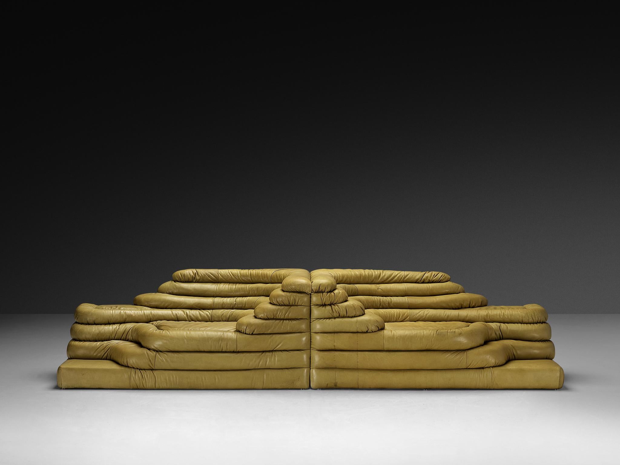 Ubald Klug für De Sede 'Terrazza' Landschaften aus olivgrünem Leder im Angebot 2