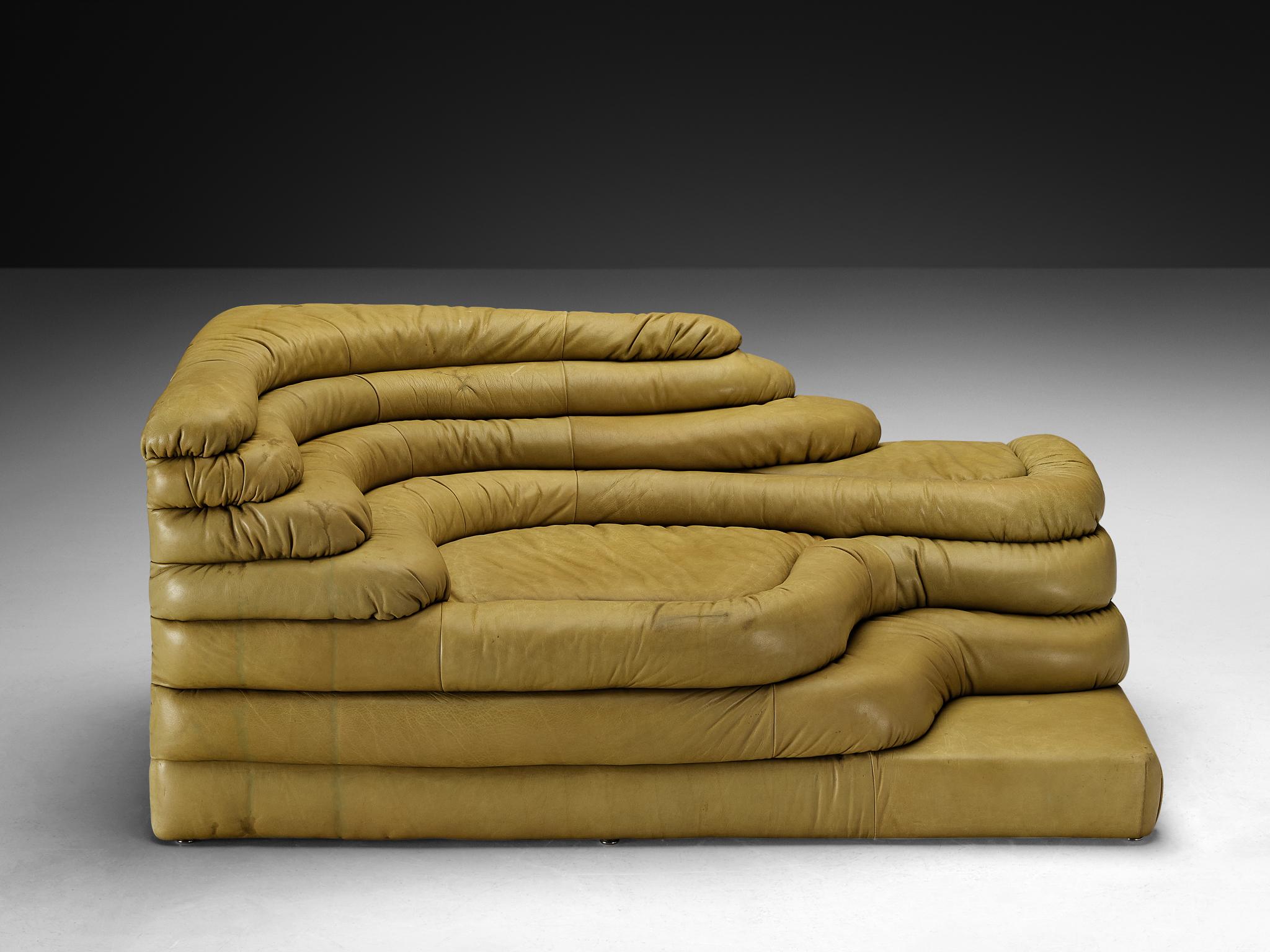 Ubald Klug für De Sede 'Terrazza' Landschaften aus olivgrünem Leder im Angebot 3