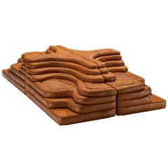 Ubald Klug for De Sede 'Terrazza' Landscapes in Patinated Cognac Brown Leather