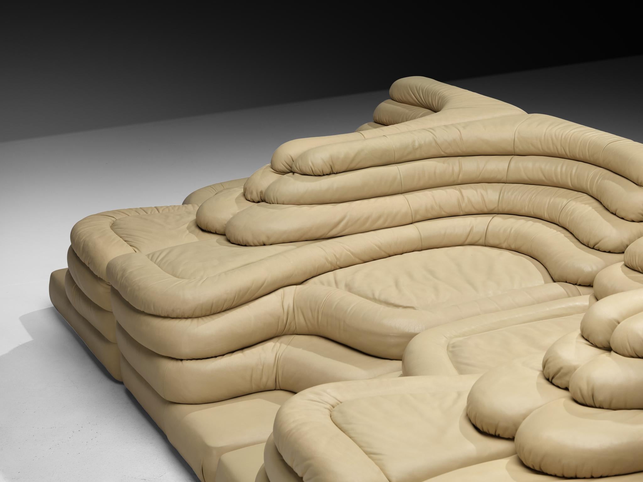 Ubald Klug for De Sede 'Terrazza' Landscapes in Rich Beige Leather im Angebot 3