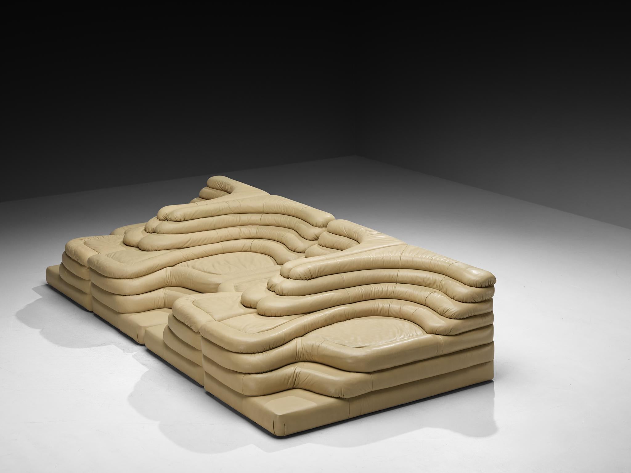 Ubald Klug for De Sede 'Terrazza' Landscapes in Rich Beige Leather im Angebot 6