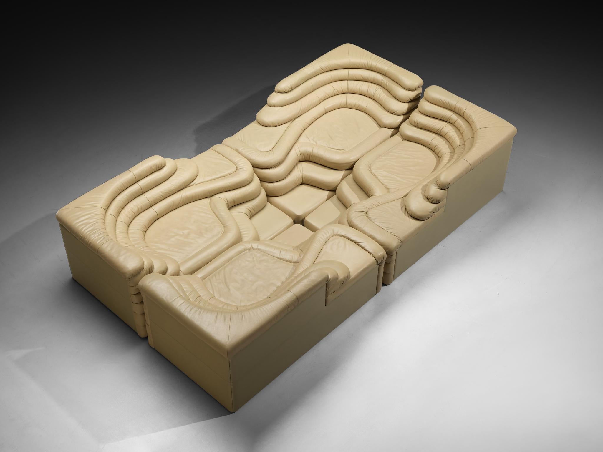 Ubald Klug for De Sede 'Terrazza' Landscapes in Rich Beige Leather im Zustand „Gut“ im Angebot in Waalwijk, NL