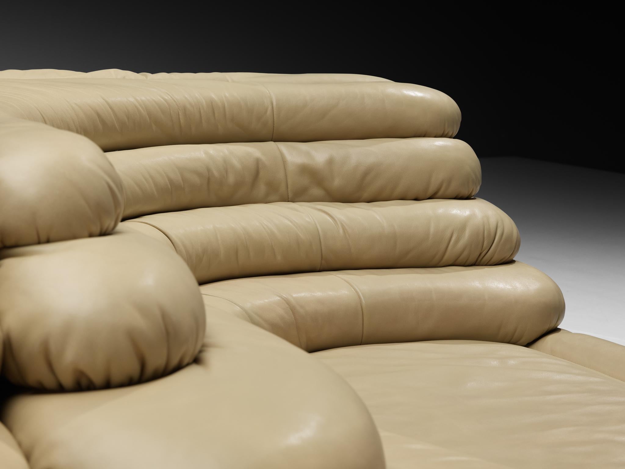 Ubald Klug for De Sede 'Terrazza' Landscapes in Rich Beige Leather (Ende des 20. Jahrhunderts) im Angebot