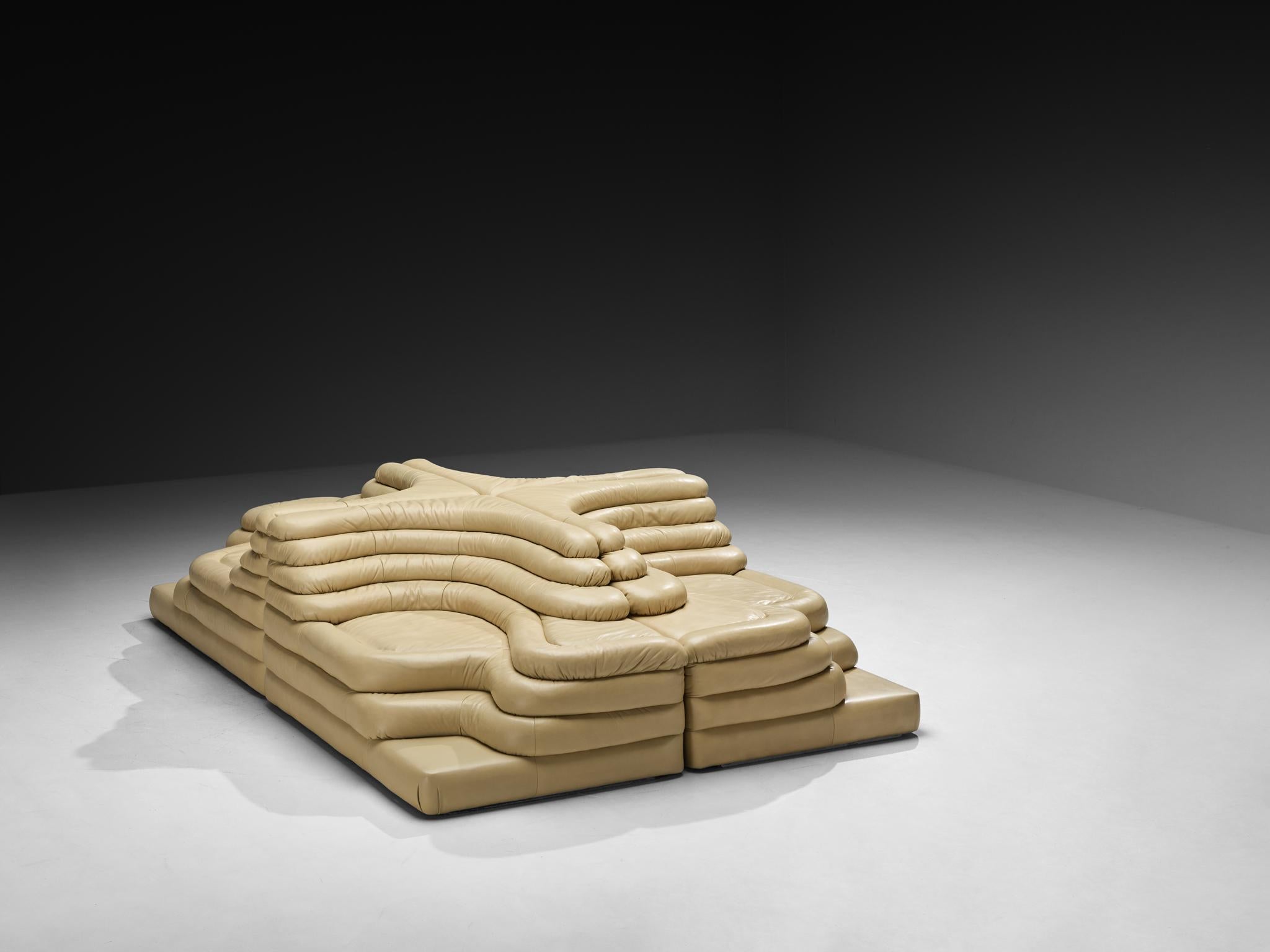 Ubald Klug for De Sede 'Terrazza' Landscapes in Rich Beige Leather (Leder) im Angebot