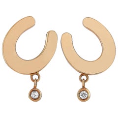 Ubaldi 18 Karat Rose Gold 0.06 Carat Diamond Horseshoe Earrings