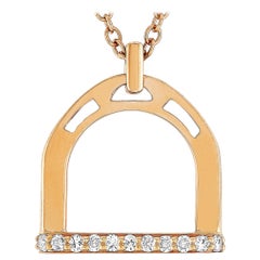 Ubaldi 18 Karat Rose Gold 0.25 Carat Diamond Stirrup Pendant Necklace