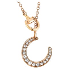 Ubaldi 18 Karat Rose Gold 0.80 Carat Diamond Horseshoe Pendant Necklace