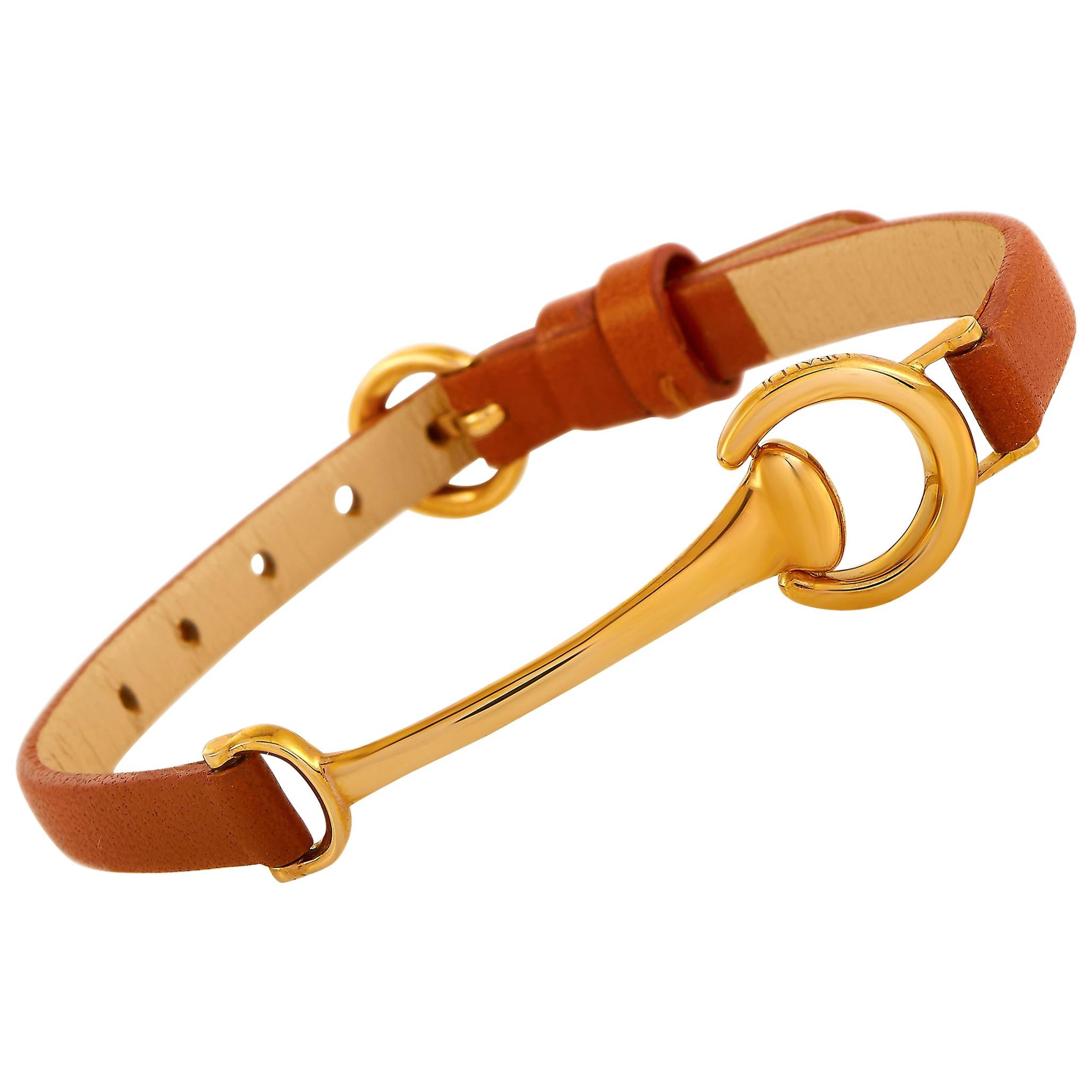 Ubaldi 18 Karat Rose Gold Red Leather Horsebit Bracelet