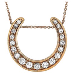 Ubaldi 18K Rose Gold 0.30 Carat Diamond Pass-Through Horseshoe Pendant Necklace