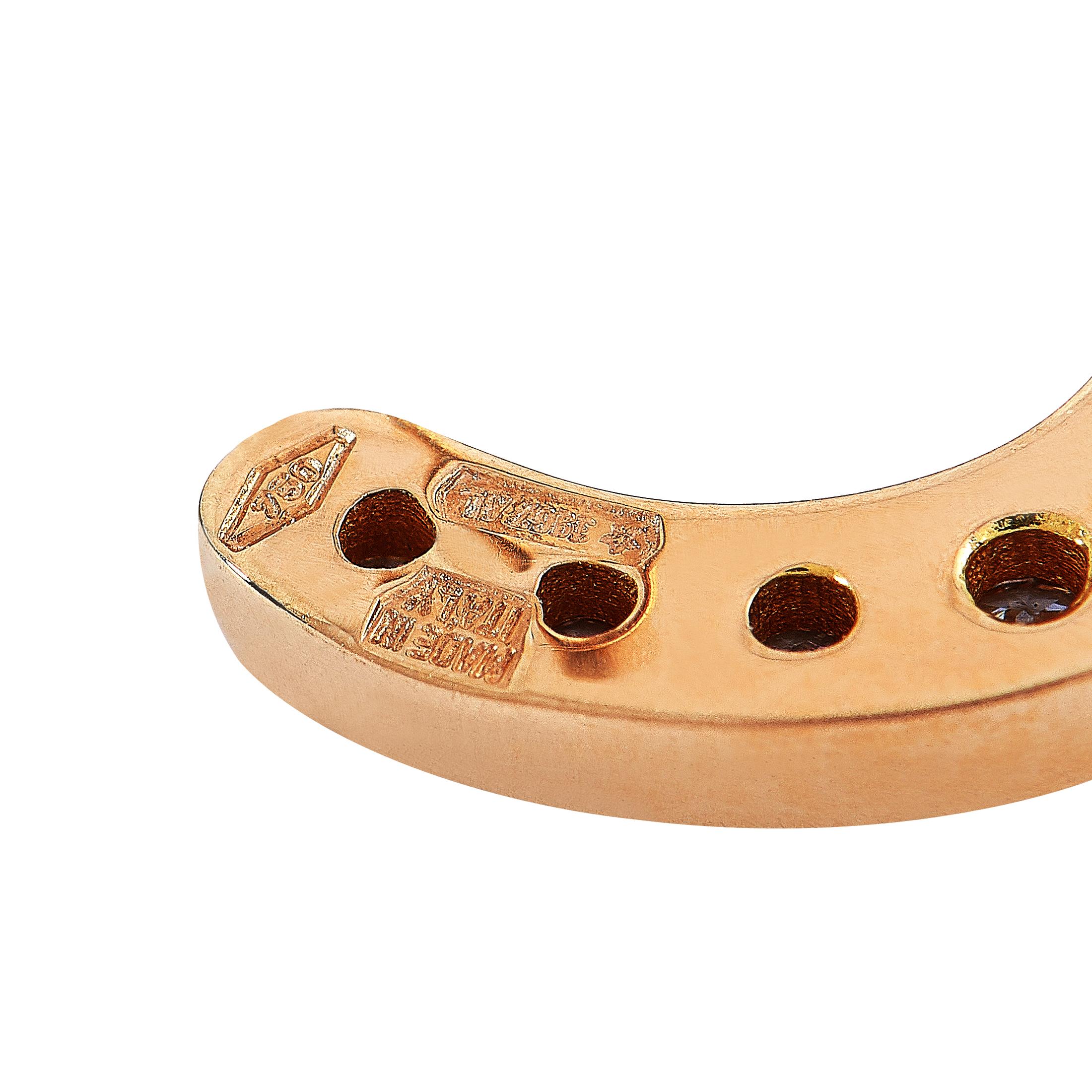 Round Cut Ubaldi 18 Karat Rose Gold 0.60 Carat Diamond Horseshoe Earrings