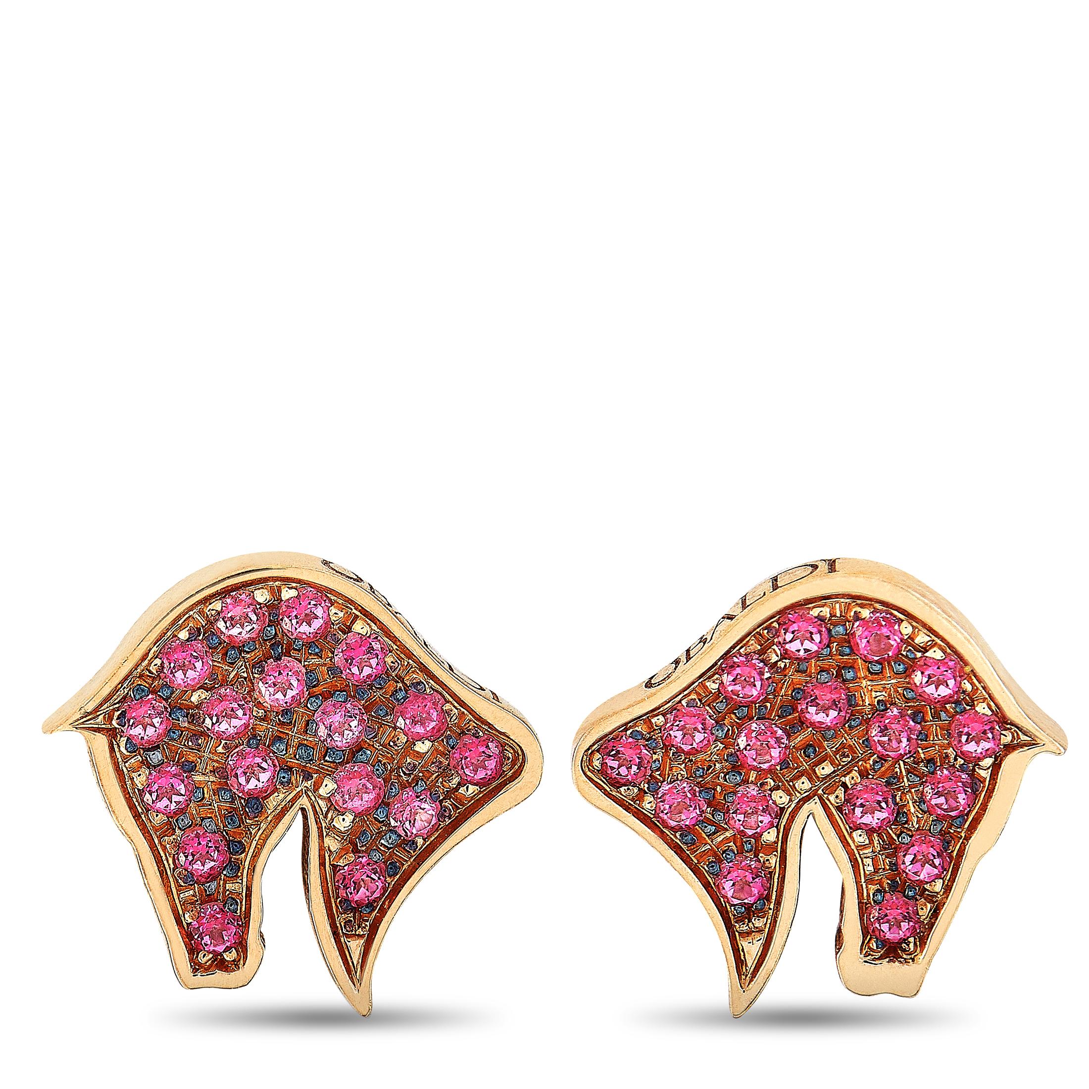 Ubaldi 18 Karat Rose Gold Horse Stud Earrings In New Condition In Southampton, PA