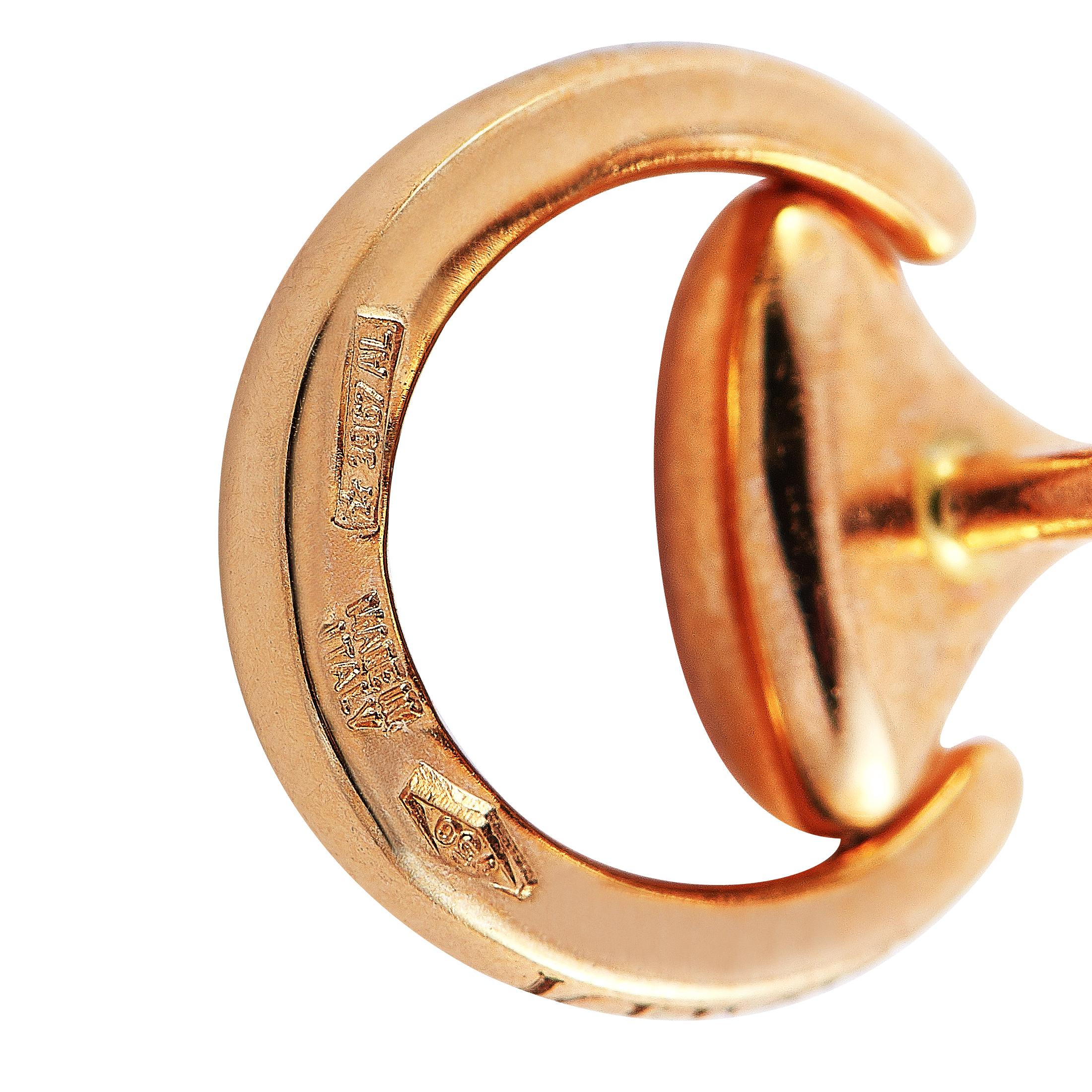 Ubaldi 18 Karat Rose Gold Horsebit Earrings In New Condition In Southampton, PA