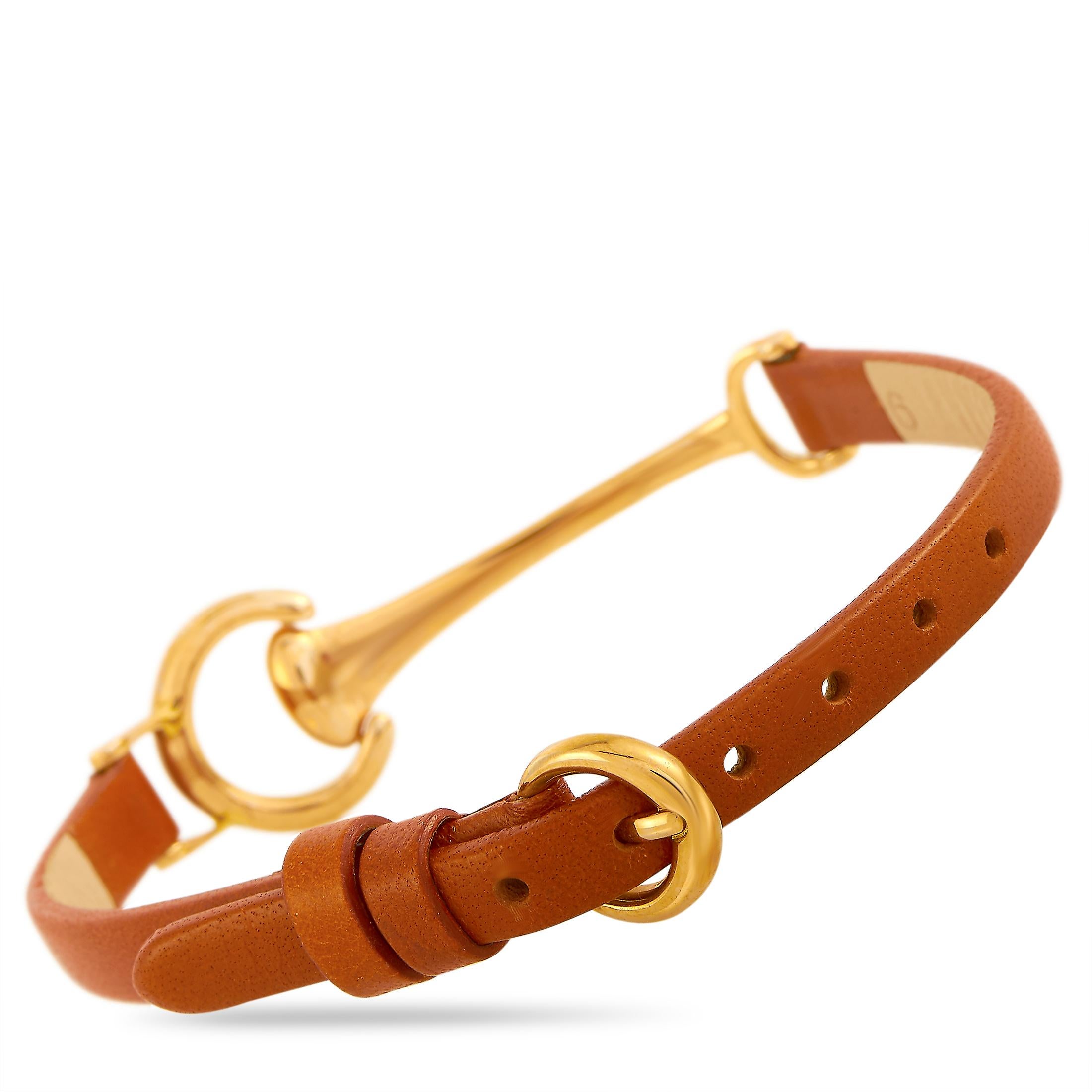 Ubaldi 18 Karat Rose Gold Red Leather Horsebit Bracelet In New Condition In Southampton, PA