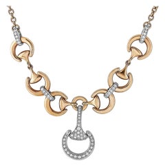 Ubaldi 18K Rose/White Gold 0.60 Carat Diamond Horsebit Two-Tone Short Necklace
