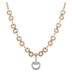 Ubaldi 18K Rose/White Gold 1.45 ct Diamond Horsebit Two-Tone Pendant Necklace