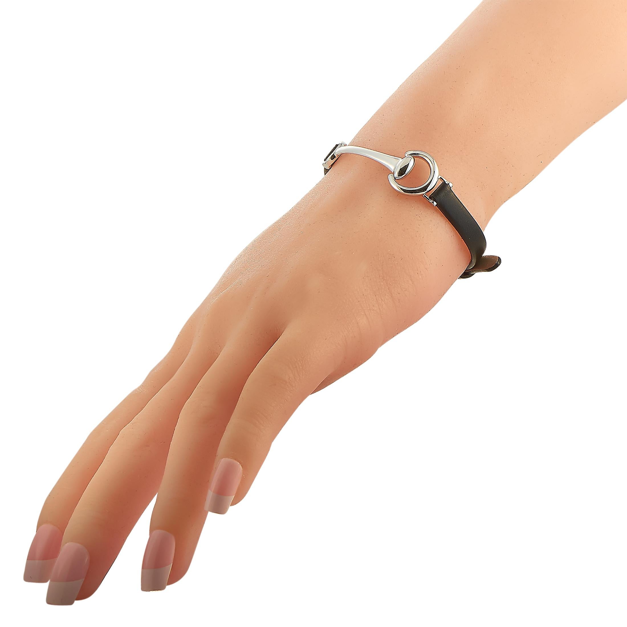 This Ubaldi bracelet is made out of 18K white gold and black leather and weighs 8.1 grams, measuring 8.50” in length.

The bracelet is offered in brand new condition and includes a gift box.