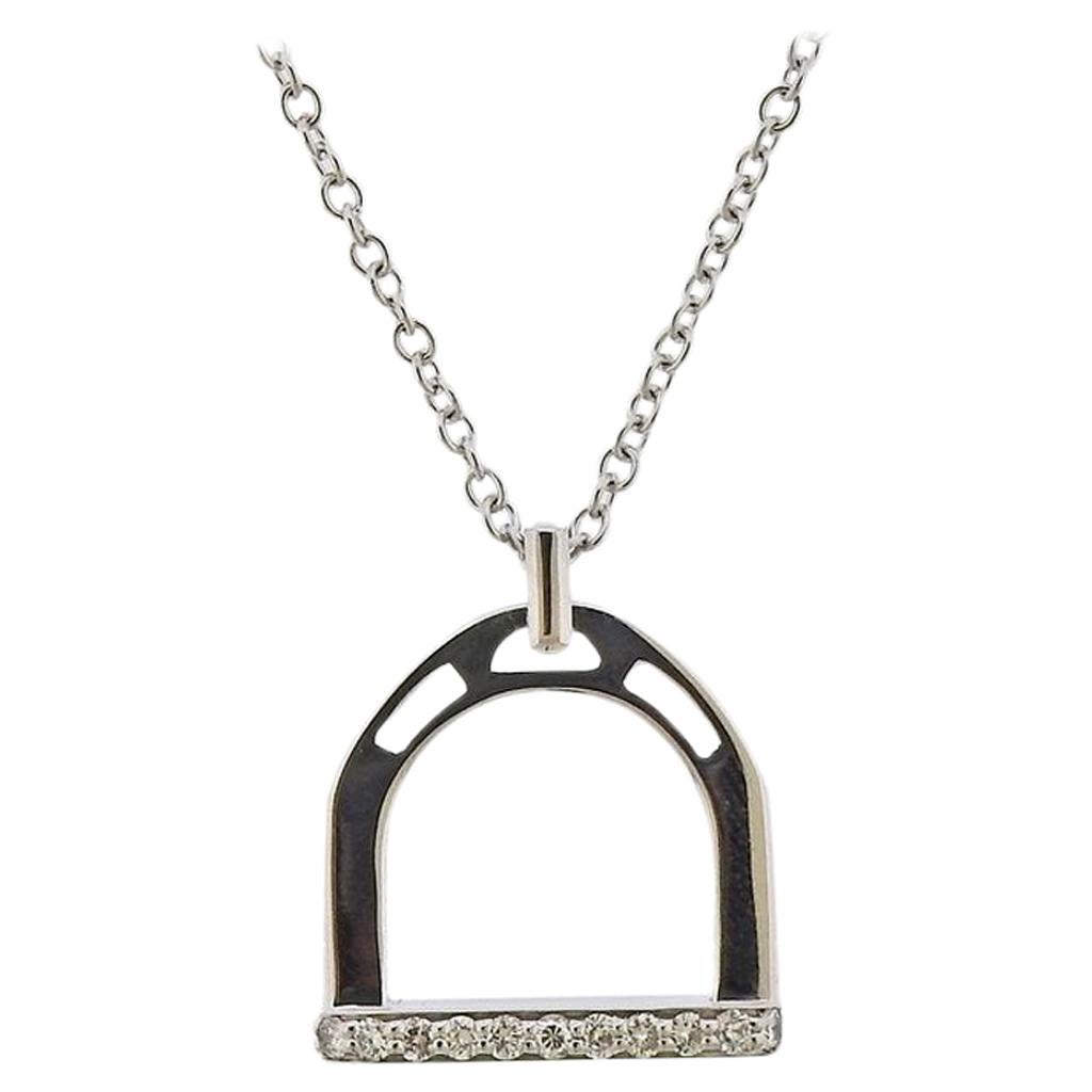 Large Hermes Palomino Stone Stirrup Pendant at 1stDibs