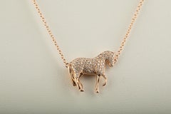 Ubaldi Pendentif en or rose 18 carats avec cheval, diamants pavés