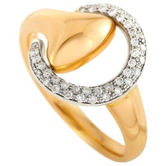 Ubaldi Fusion 18K Rose and White Gold 0.22 Carat Diamond Horsebit/Horseshoe Ring